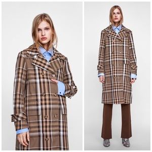 NWOT ZARA PLAID CHECKED TRENCH COAT
